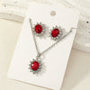 Retro Sunflower Floral Jewelry Set With Zircon Earrings And Pendant Necklace For Women Electroplated Alloy