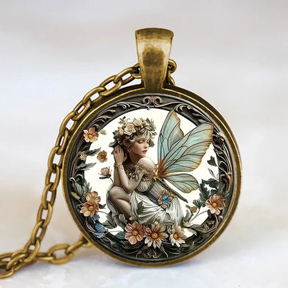 Retro Sweet Angel Glass Alloy Glass Wholesale Pendant Necklace