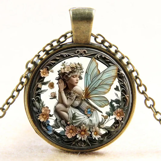 Retro Sweet Angel Glass Alloy Glass Wholesale Pendant Necklace