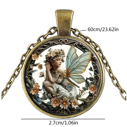 Retro Sweet Angel Glass Alloy Glass Wholesale Pendant Necklace