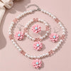 Retro Sweet Flower Resin Inlay Pearl Girl'S Jewelry Set