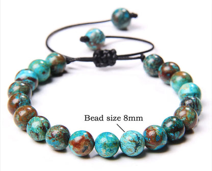 Retro Swirl Pattern Natural Stone Agate Beaded Bracelets 1 Piece