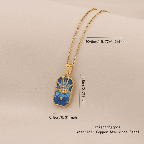 Retro Tarot Love Fish Heart Shape Stainless Steel Pendant Necklace