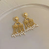 1 Pair Retro Tassel Flower Plating Inlay Alloy Artificial Pearls Rhinestones Drop Earrings