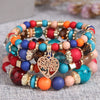 Retro Tassel Multi Layer Mixed Color Beaded Women's Alloy Geometric Woven Bracelet With Electroplating