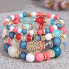 Retro Tassel Multi Layer Mixed Color Beaded Women's Alloy Geometric Woven Bracelet With Electroplating