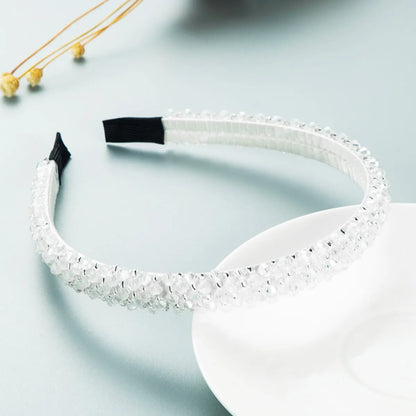 Retro Thin Edge Crystal Hand-Beaded Solid Color Headband