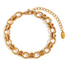 Retro 316L Stainless Steel Bracelet And Clavicle Chain With Plant Flower Pattern And Electroplating Treatment For Unisex