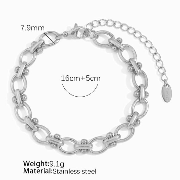 Retro 316L Stainless Steel Bracelet And Clavicle Chain With Plant Flower Pattern And Electroplating Treatment For Unisex