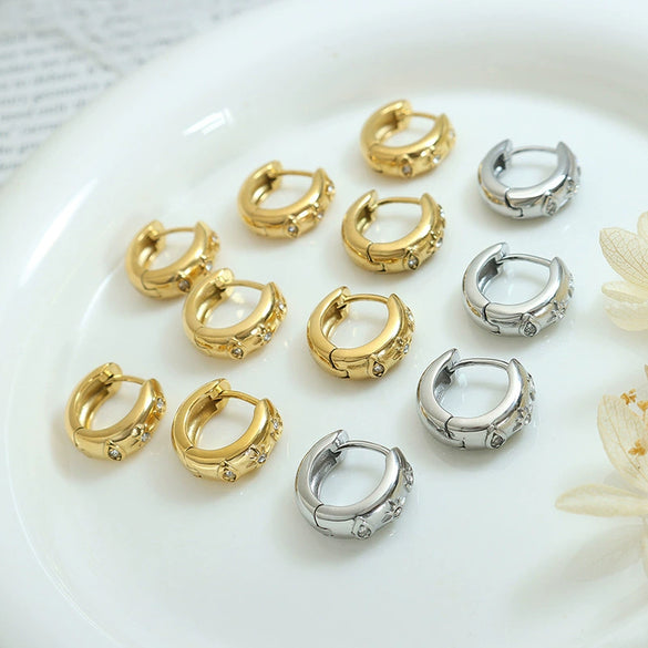 Retro 316L Stainless Steel Gold Plated Geometric Earrings For Women