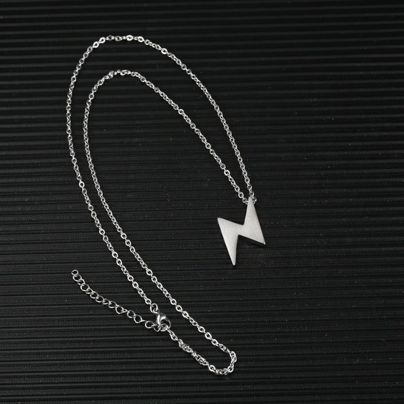 Retro Titanium Steel Lightning Pendant Necklace With Old Treatment For Men And Women Couple