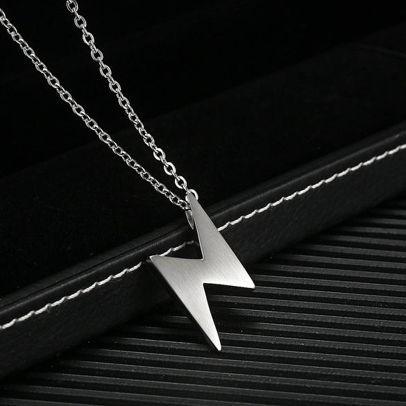 Retro Titanium Steel Lightning Pendant Necklace With Old Treatment For Men And Women Couple