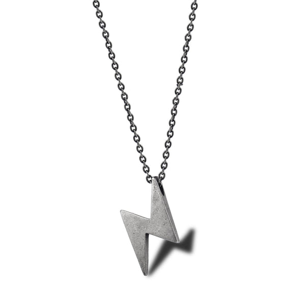 Retro Titanium Steel Lightning Pendant Necklace With Old Treatment For Men And Women Couple