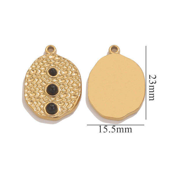 Retro Titanium Steel Necklace With Natural Stone Tiger Eye And Angel Pattern Electroplating Treatment Diy Pendant Jewelry Accessories