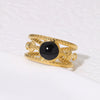 Retro Titanium Steel Open Ring With High Grade Oil Dropping And 18K Gold Plated Geometric Design For Women
