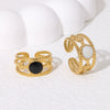 Retro Titanium Steel Open Ring With High Grade Oil Dropping And 18K Gold Plated Geometric Design For Women