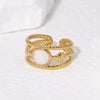Retro Titanium Steel Open Ring With High Grade Oil Dropping And 18K Gold Plated Geometric Design For Women