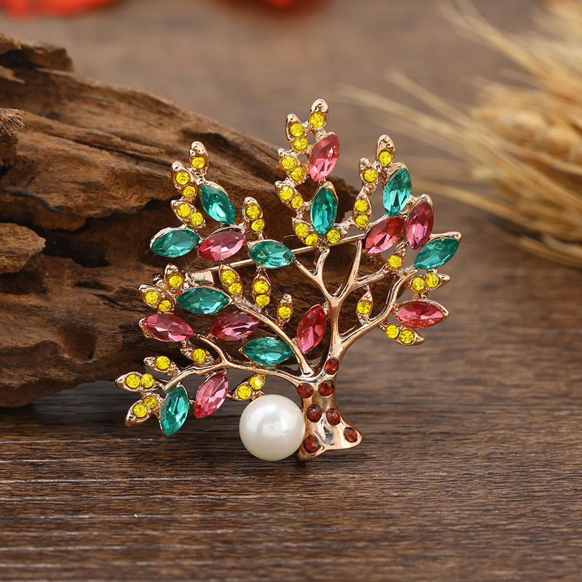 Retro Tree Alloy Inlay Rhinestones Unisex Brooches