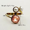Retro Trendy Commuter Pearl Pink Crystal Gemstone Stainless Steel Electroplated Ring