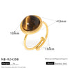 Retro Trendy Ins Style Stainless Steel Special Shaped Asymmetrical Geometric Ring With Tiger Eye Stone And Titanium Steel Electroplated
