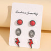 Retro Turquoise Alloy Earrings Three Piece Set With Lightning Pumpkin Flower Design And Electroplating Treatment