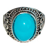 Retro Turquoise Alloy Geometry Ring With Electroplated Light Luxury Style For Women Wedding Engagement Couple Jewelry