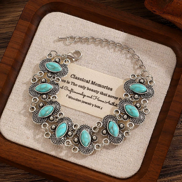 Retro Turquoise Bracelet Zinc Alloy Electroplated For Women And Unisex