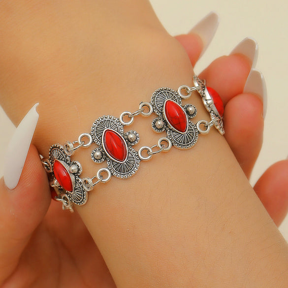 Retro Turquoise Bracelet Zinc Alloy Electroplated For Women And Unisex