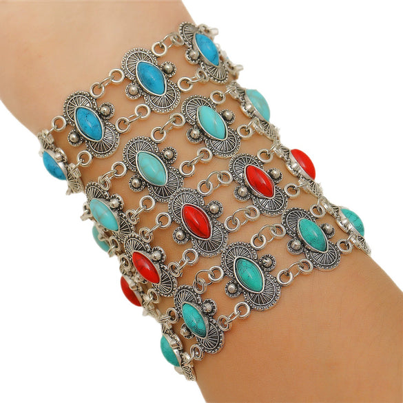 Retro Turquoise Bracelet Zinc Alloy Electroplated For Women And Unisex