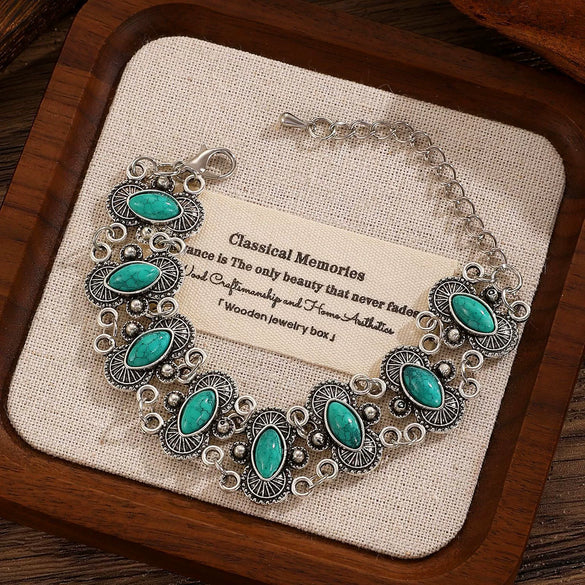 Retro Turquoise Bracelet Zinc Alloy Electroplated For Women And Unisex