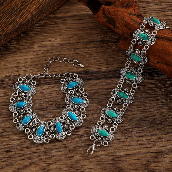 Retro Turquoise Bracelet Zinc Alloy Electroplated For Women And Unisex