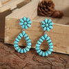 Retro Turquoise Drop Shape Earrings Electroplating Style