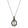 Retro Twining Moonstone Necklace With Dyed Black Feather And Inlaid Turquoise Pendant Moon Skull Moth Design Alloy Material Electroplating Treatment