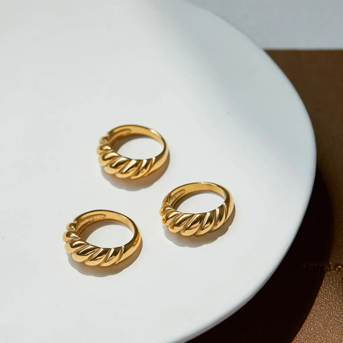 304 Stainless Steel 18K Gold Plated Retro Plating Twist Rings