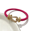 Retro Twist Zircon Pu Leather Copper Wholesale Bangle