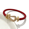 Retro Twist Zircon Pu Leather Copper Wholesale Bangle