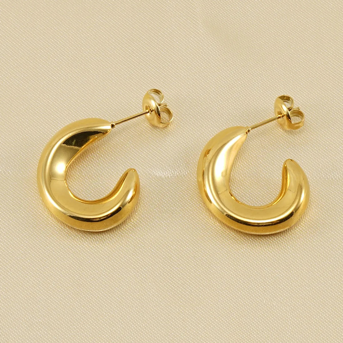 1 Pair Retro U Shape Plating Stainless Steel 18k Gold Plated Ear Studs