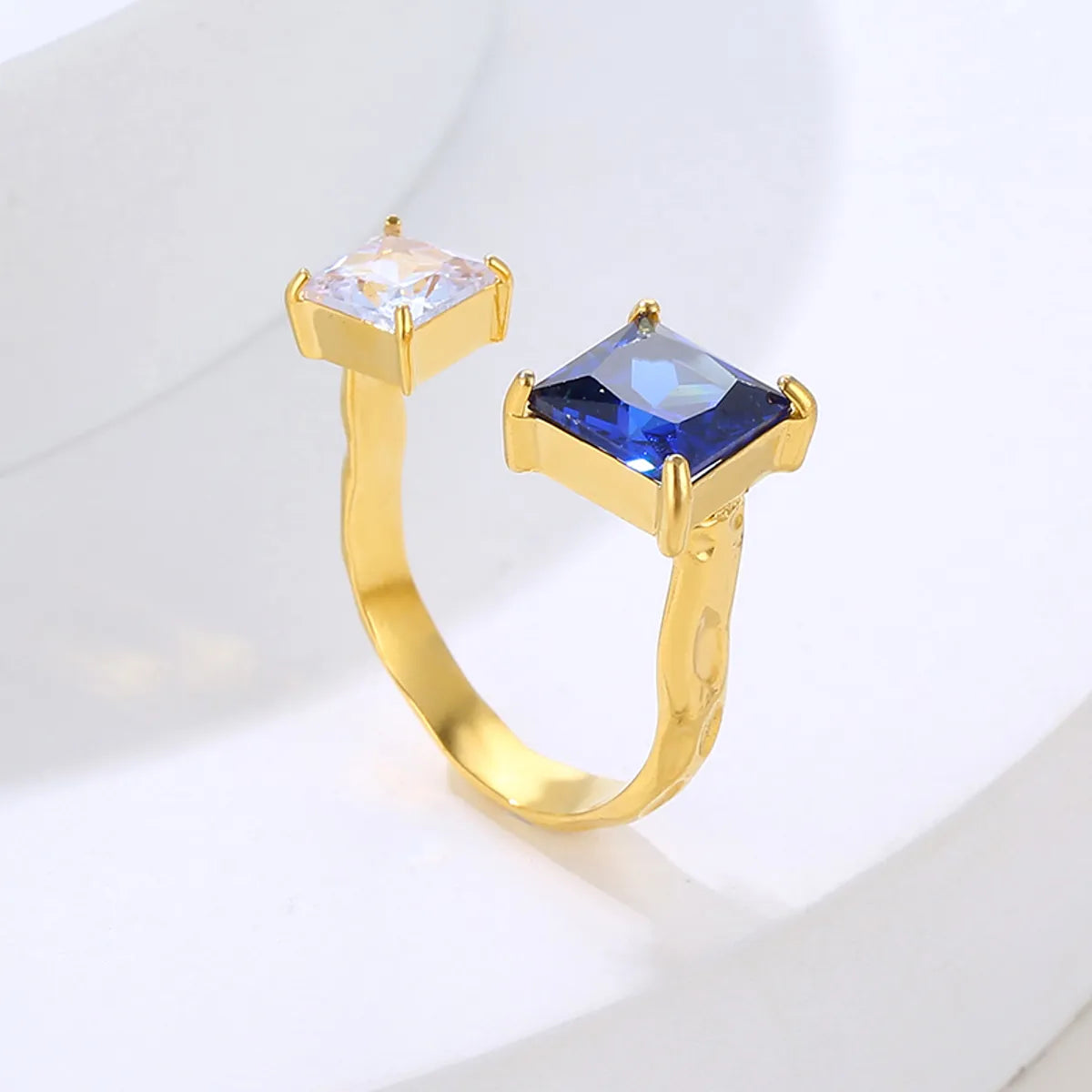 Retro U Shape Stainless Steel Plating Inlay Zircon 18k Gold Plated Open Rings