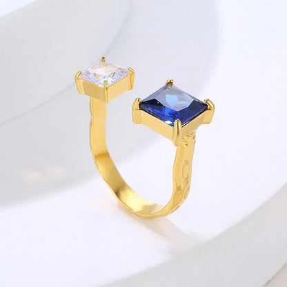 Retro U Shape Stainless Steel Plating Inlay Zircon 18k Gold Plated Open Rings