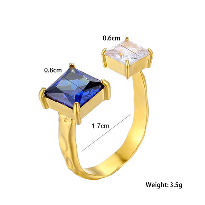 Retro U Shape Stainless Steel Plating Inlay Zircon 18k Gold Plated Open Rings