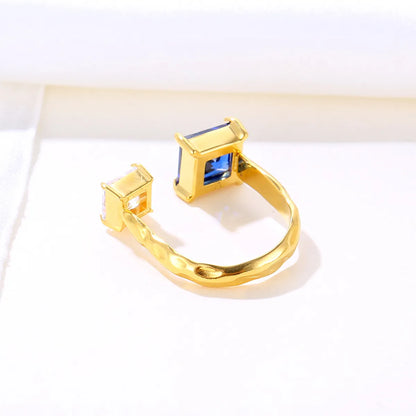 Retro U Shape Stainless Steel Plating Inlay Zircon 18k Gold Plated Open Rings