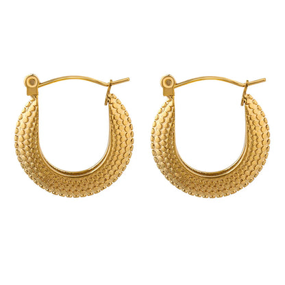 Retro U Shape Metal 304 Stainless Steel 18K Gold Plated Earrings