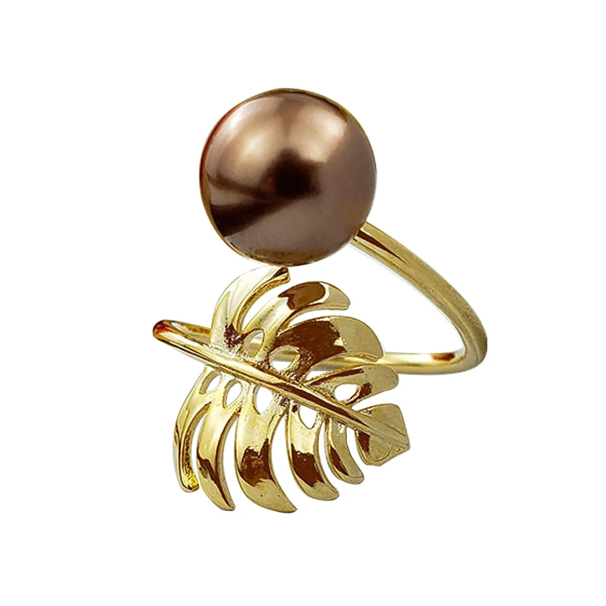 Retro Vacation Leaves Shell Copper Plating 14k Gold Plated Open Ring