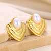 Retro Vintage Geometric Imitation Pearl Electroplated Earrings For Women