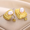 Retro Vintage Geometric Imitation Pearl Electroplated Earrings For Women