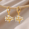 Retro Vintage Geometric Imitation Pearl Electroplated Earrings For Women