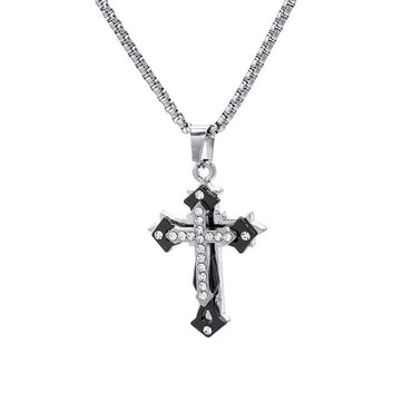 Retro Vintage Style Cross Stainless Steel Alloy Plating Silver Plated Unisex Pendant Necklace