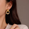 Retro Vintage Style Geometric Circle Zircon Stainless Steel Electroplating Women's Earrings