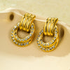 Retro Vintage Style Geometric Circle Zircon Stainless Steel Electroplating Women's Earrings