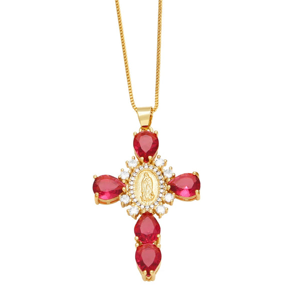 Retro Virgin Mary Cross Pendant Necklace With Copper Box Chain And Dripping Oil Finish Minimalist Unisex Fashion Jewelry Accessory